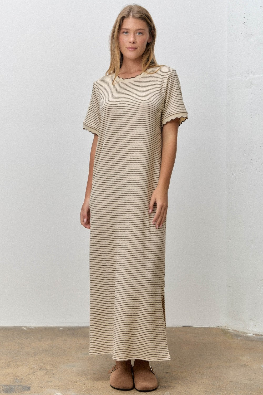 cream maxi dress casual Striped Knit Scallop Accent – PinkBlush White SIZE:38 Fuchsia-Gold African Women Maxi Dress while a striking twisted