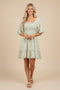 Mint Floral Embroidered Smocked Dress