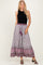 Rose Boho Print Drawstring Smocked Waist Maxi Skirt