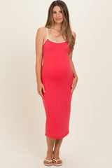 Tomato Cutout Fitted Maternity Midi Dress