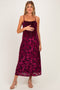 Burgundy Floral Burnout Velvet Maternity Midi Dress