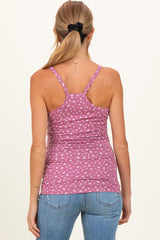 Mauve Floral Fitted Sleeveless Maternity Cami Tank Top