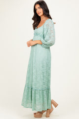 Mint Lace Long Sleeve Maxi Dress