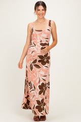 Pink Floral Scoop Back Maternity Maxi Dress