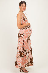 Pink Floral Scoop Back Maternity Maxi Dress