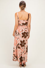 Pink Floral Scoop Back Maternity Maxi Dress
