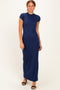 Navy Fitted Short Sleeve Maxi Dress