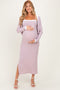 Light Pink/ White Color Block Sleeveless Fitted Dress Maternity Cardigan Set