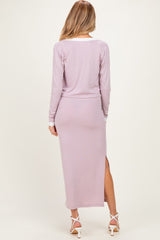 Light Pink/ White Color Block Sleeveless Fitted Dress Maternity Cardigan Set