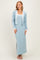 Light Blue/ White Color Block Sleeveless Fitted Dress Cardigan Set