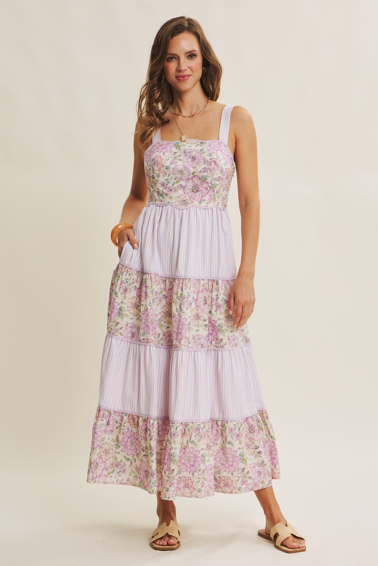 midi lavender tiered floral dress Multi Sleeveless Maternity Color:Pistachio Kids Gown a lavender tulip and Lime Green Cotton Sleeveless