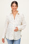 Sage Floral Cotton Gauze Button-Down Maternity Shirt