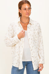 Sage Floral Cotton Gauze Button-Down Maternity Shirt
