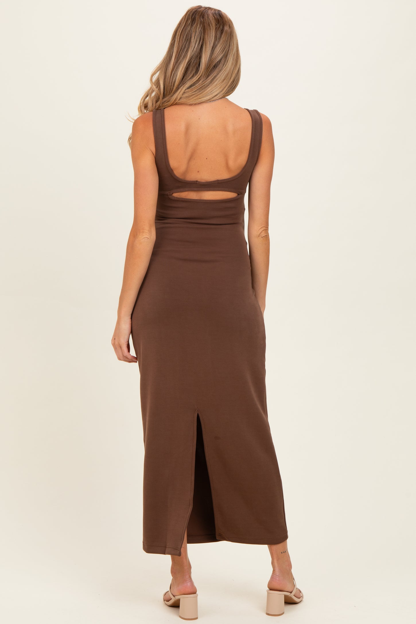 maternity maxi tank dress OYOANGLE Women's Maternity Mock Neck Sleeveless Ruched Dress Pregnancy Bodycon Maxi Tank Dresses Baby Shower Photoshoot Apricot X-Small at Amazon Women's Clothing store
