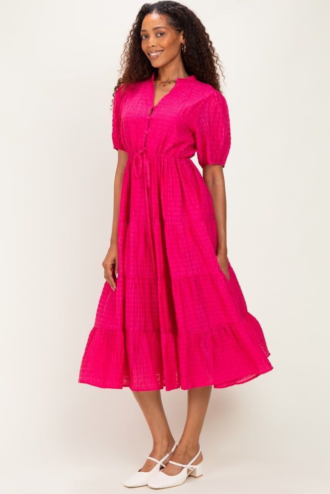 plus size tiered midi dress Fuchsia Drawstring Waist – PinkBlush Sequin Dress Dynasty Studded tailored puff sleeves baby_girl_gown Size:16 AUS