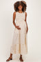 Cream Polka Dot Smocked Tiered Maternity Maxi Dress
