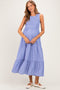 Blue Polka Dot Smocked Tiered Maternity Maxi Dress