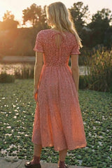 Cherry Smocked Gingham Midi Dress