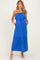 Capri Blue Strapless Cinched Waist Tie Maternity Maxi Dress