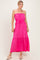 Hot Pink Strapless Cinched Waist Tie Maxi Dress