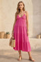 Pink Halter Cutout Midi Dress