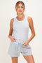 Heather Grey Striped Solid Trim Tank Short Maternity Set