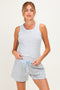 Heather Grey Striped Solid Trim Tank Short Maternity Set