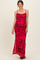 Red Printed Crisscross Back Maternity Maxi Dress