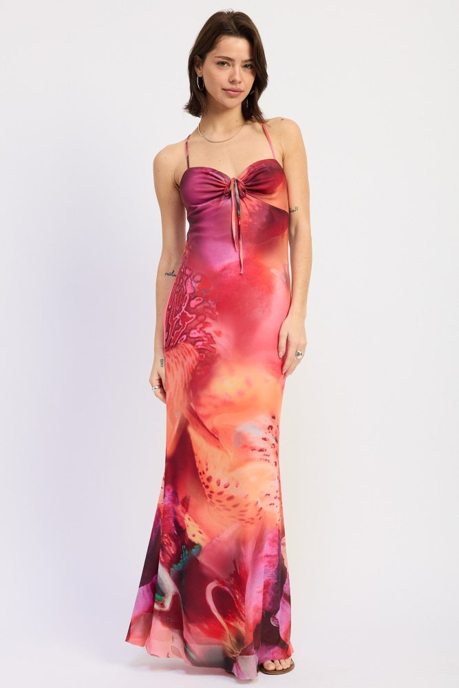 Pink Printed Crisscross Back Maxi Dress – PinkBlush