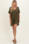 Olive V-Neck Basic Dress