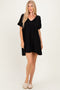 Black V-Neck Basic Dress