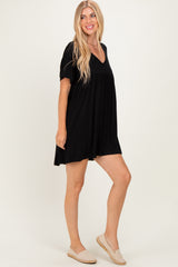 Black V-Neck Basic Dress