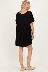 Black V-Neck Basic Dress