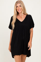 Black V-Neck Basic Dress