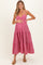 Red Gingham Cutout Tie Back Tiered Maternity Maxi Dress