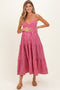 Red Gingham Cutout Tie Back Tiered Maternity Maxi Dress