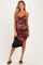 Burgundy Floral Ruched Crisscross Back Maternity Midi Dress