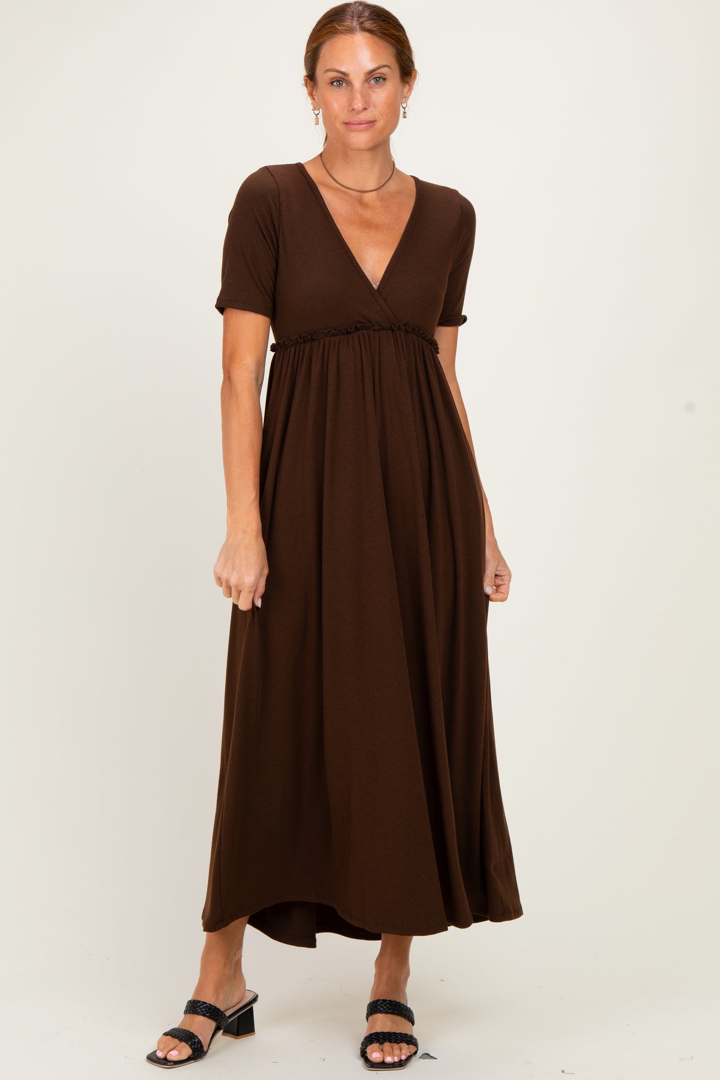 brown maxi dress short sleeve Buy Friends Like These Brown Print Petite Short Sleeve Chiffon Tiered Maxi Dress from Next USA