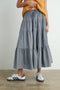 Black Printed Tiered Maxi Skirt