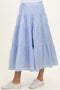 Light Blue Printed Tiered Maternity Maxi Skirt