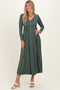 Olive Ribbed Knit Long Sleeve Maxi Dress