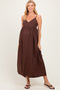 Brown Linen Blend Sleeveless Maternity Maxi Dress