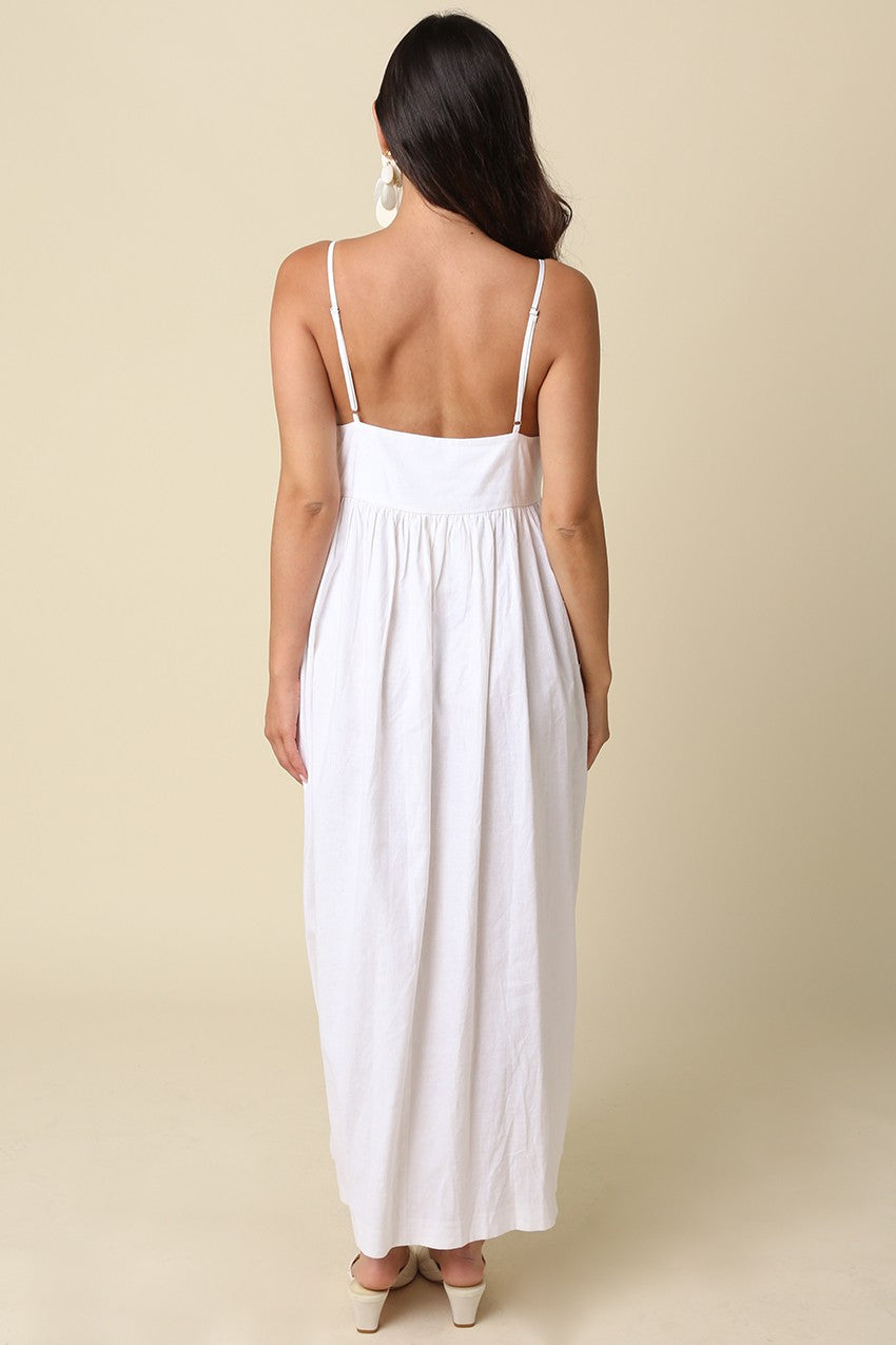 linen blend open back maxi dress Backless Linen Maxi Dress, Elegant Open Back Dress, Bridal Shower Dress White, Honeymoon Sundress, Flowy Long Beach Dress, Photoshoot