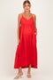 Red Linen Blend Sleeveless Maternity Maxi Dress