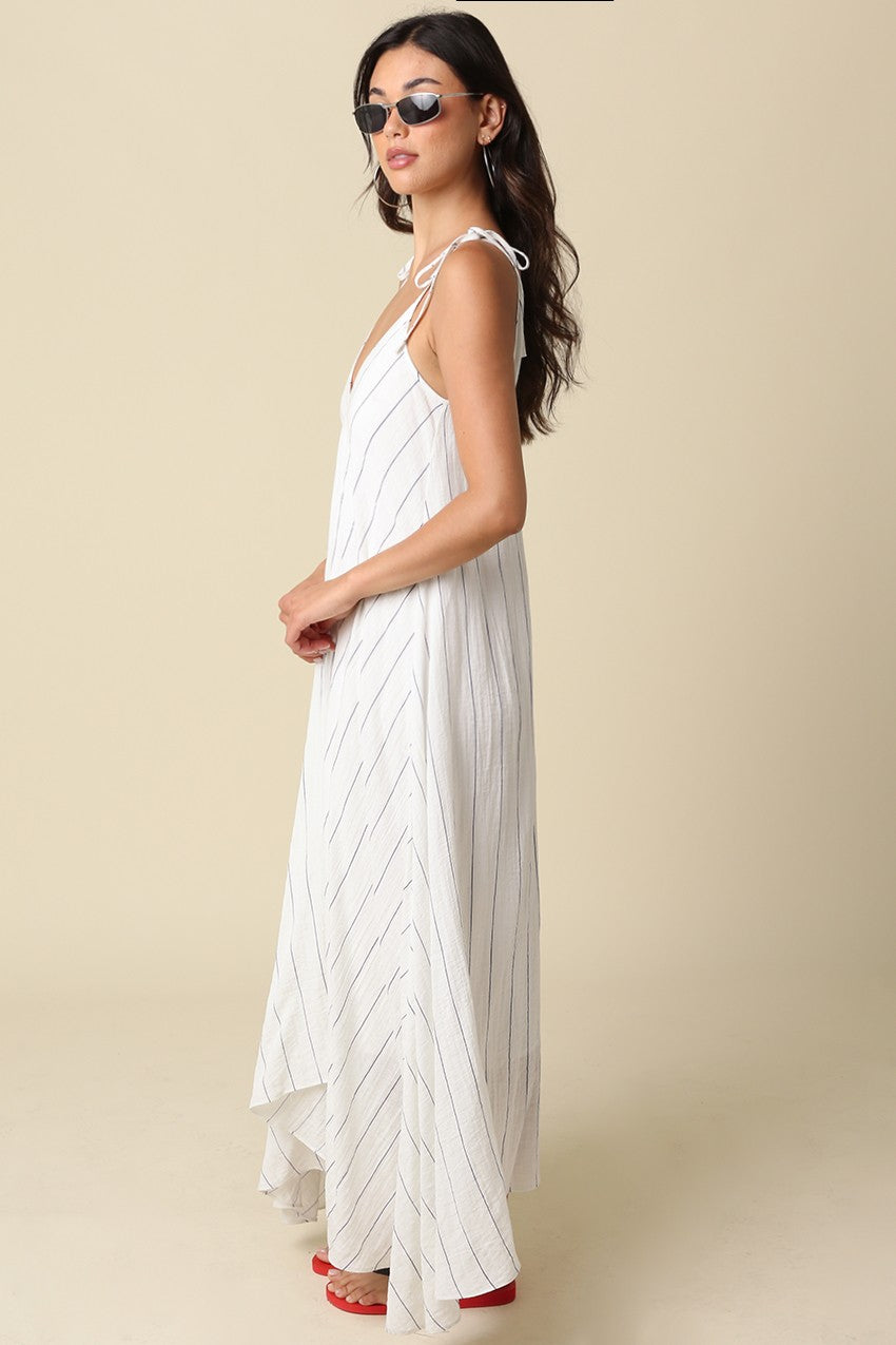 shoulder tie maxi dress Pink Color Block Shoulder Tie Maxi Dress
