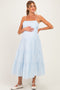 Light Blue Tiered Bow Detail Maternity Midi Dress