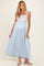 Blue Striped Sleeveless Smocked Floral Maternity Maxi Dress