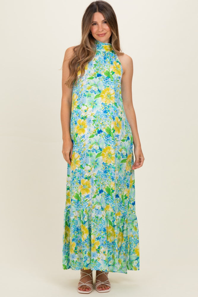 flowy floral maternity dress Maternity Skye Satin Floral Print Dress