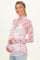 Pink Floral Sheer Mesh High Neckline Maternity Top