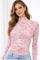 Pink Floral Sheer Mesh High Neckline Top